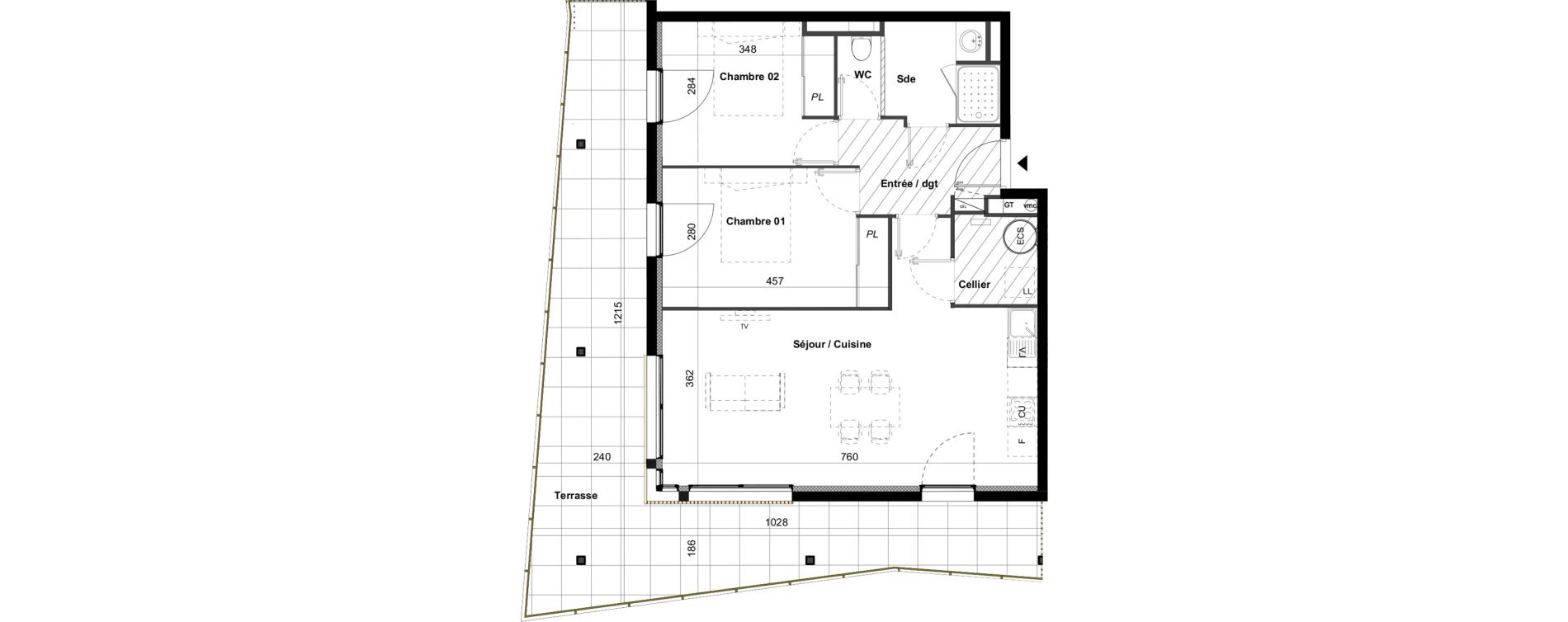 Appartement T3 de 65,50 m2 &agrave; C&eacute;ret Centre