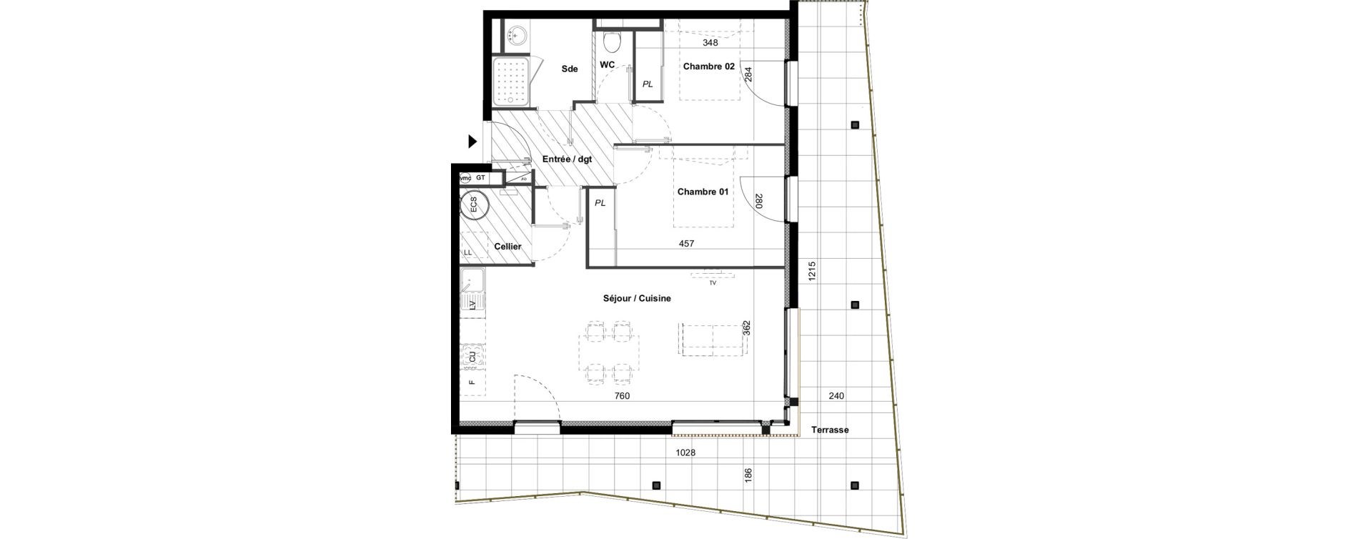 Appartement T3 de 65,50 m2 &agrave; C&eacute;ret Centre