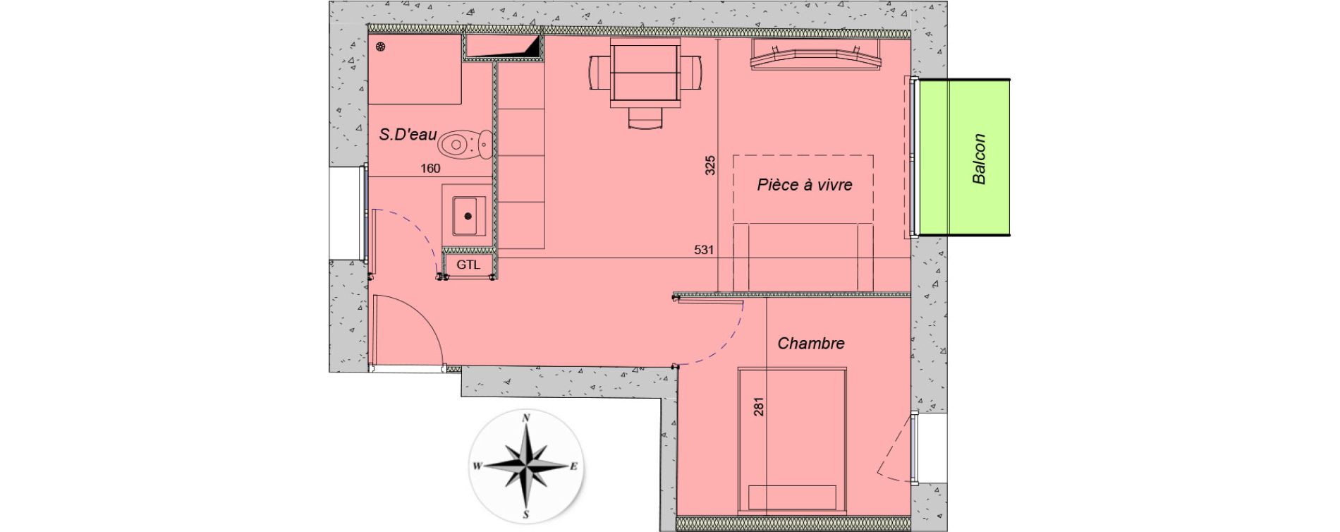 Appartement T2 de 34,21 m2 &agrave; Collioure Centre