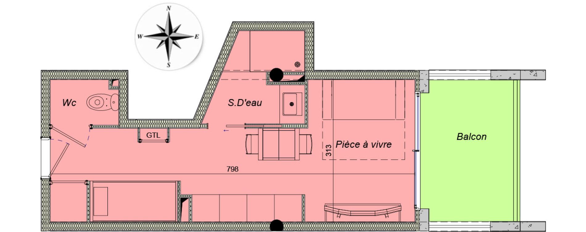 Appartement T1 de 23,46 m2 &agrave; Collioure Centre
