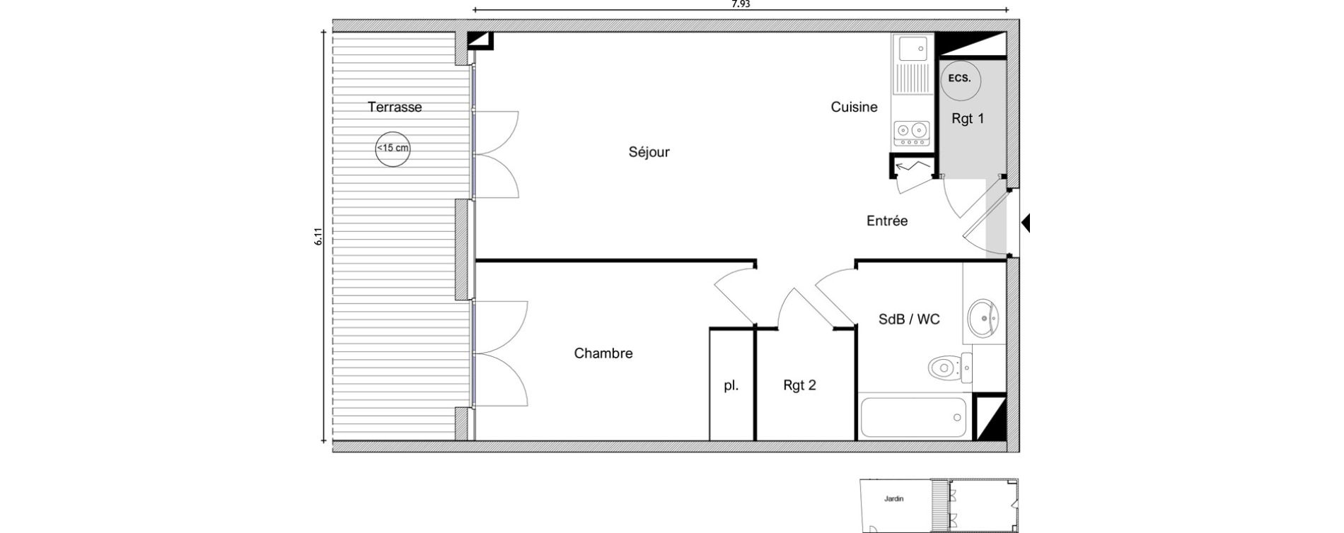 Appartement T2 de 46,33 m2 &agrave; Elne Centre