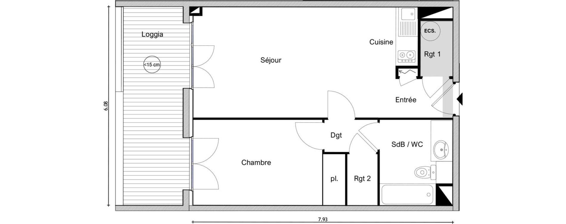 Appartement T2 de 46,54 m2 &agrave; Elne Centre