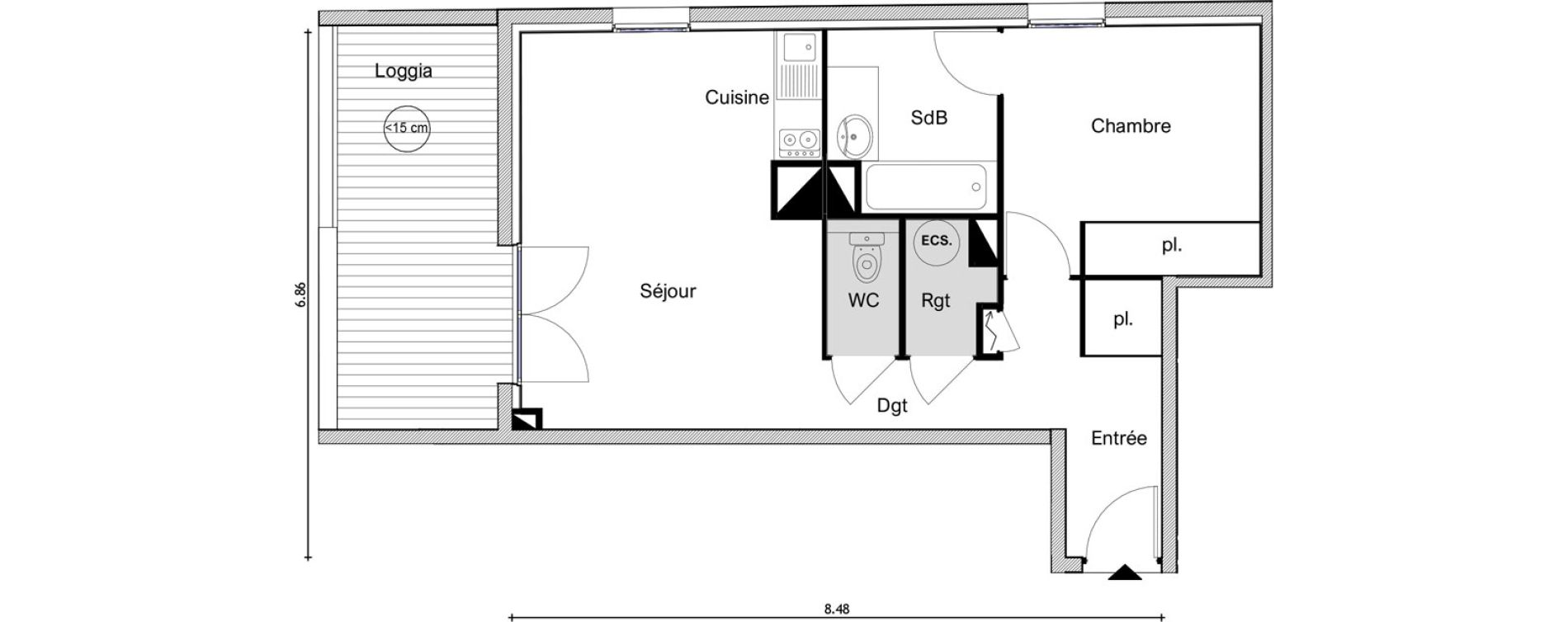 Appartement T2 de 47,37 m2 &agrave; Elne Centre