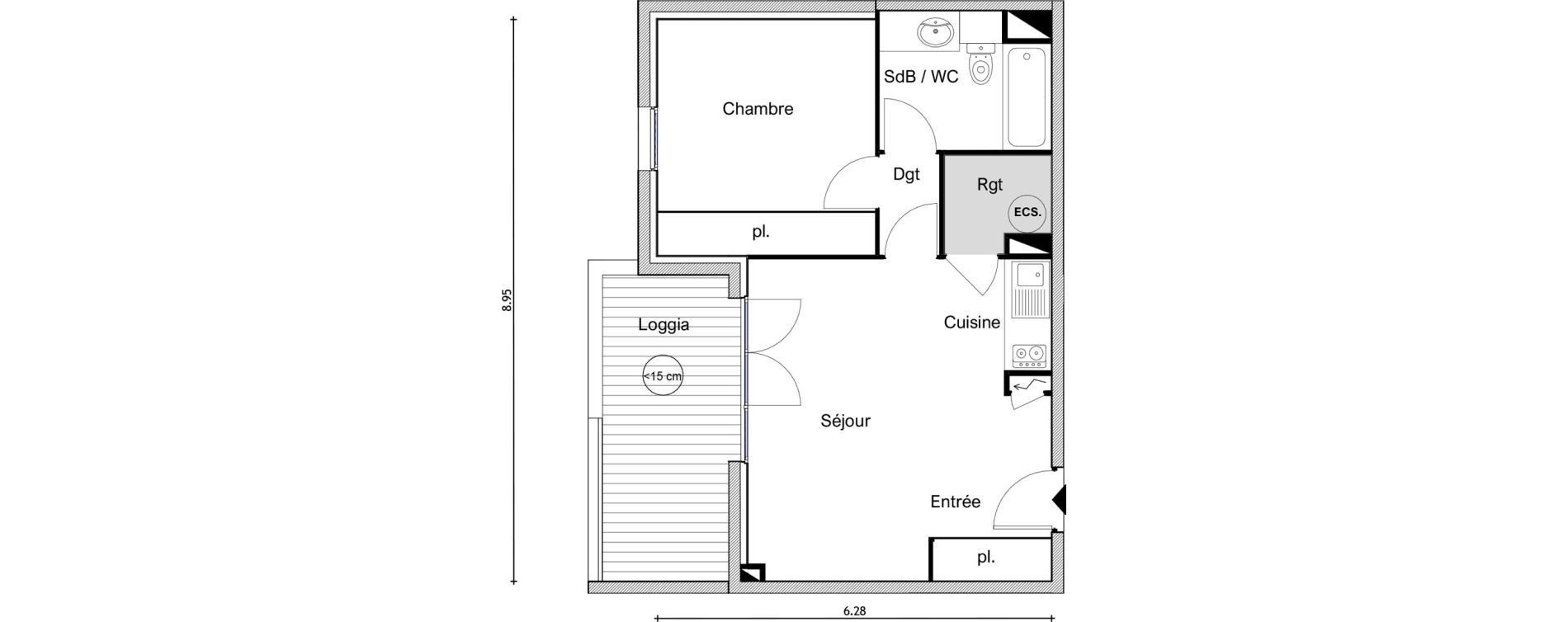 Appartement T2 de 47,13 m2 &agrave; Elne Centre