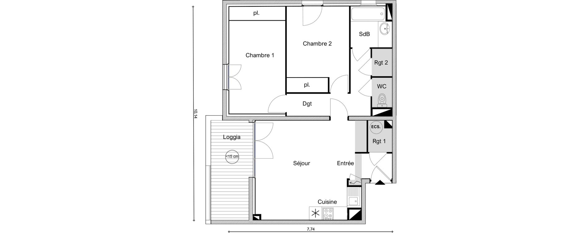 Appartement T3 de 65,12 m2 &agrave; Elne Centre