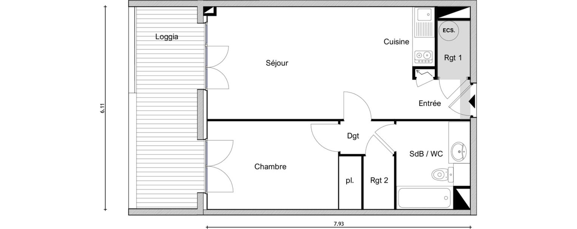 Appartement T2 de 46,38 m2 &agrave; Elne Centre