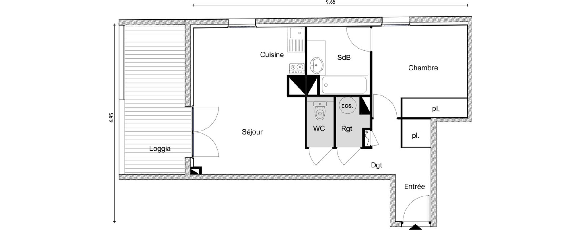 Appartement T2 de 47,33 m2 &agrave; Elne Centre