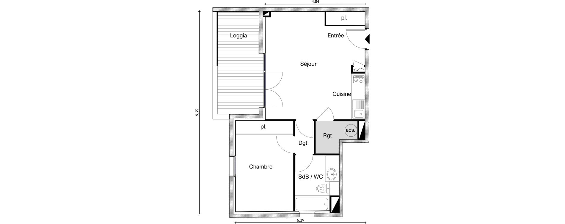 Appartement T2 de 46,63 m2 &agrave; Elne Centre