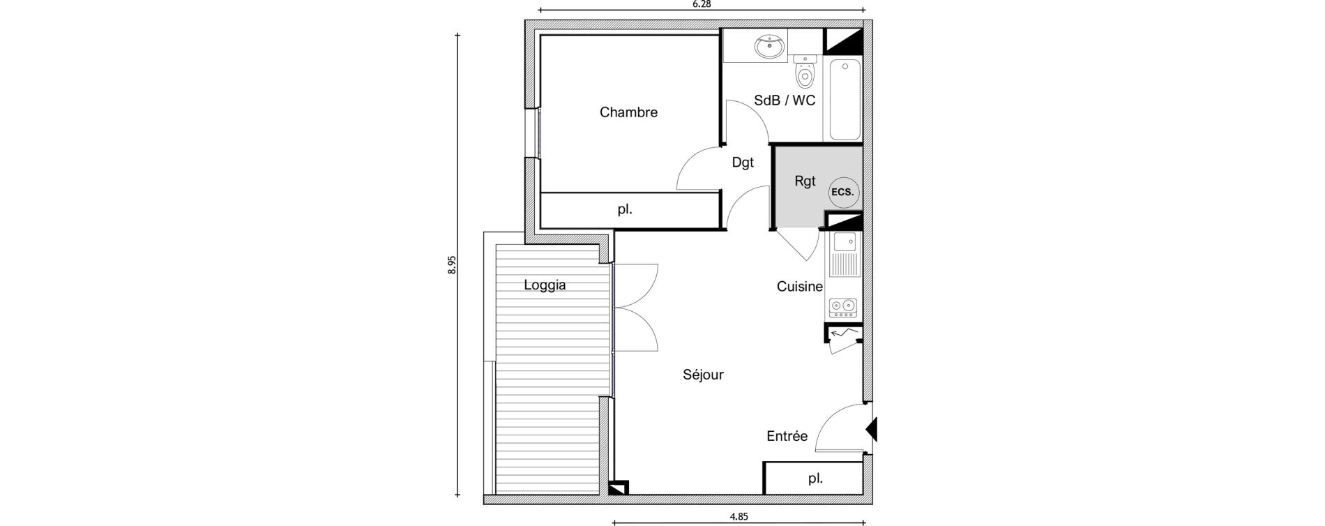 Appartement T2 de 46,90 m2 &agrave; Elne Centre