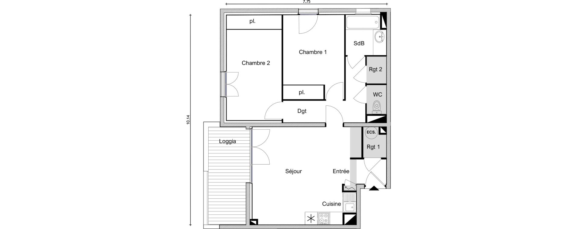 Appartement T3 de 65,06 m2 &agrave; Elne Centre