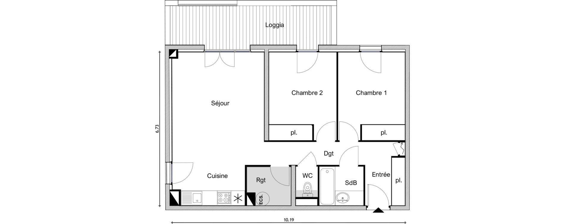 Appartement T3 de 64,96 m2 &agrave; Elne Centre