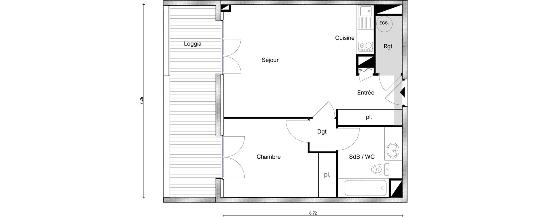 Appartement T2 de 46,18 m2 &agrave; Elne Centre