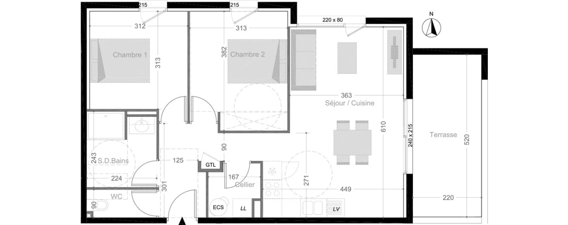 Appartement T3 de 62,40 m2 &agrave; Elne Centre