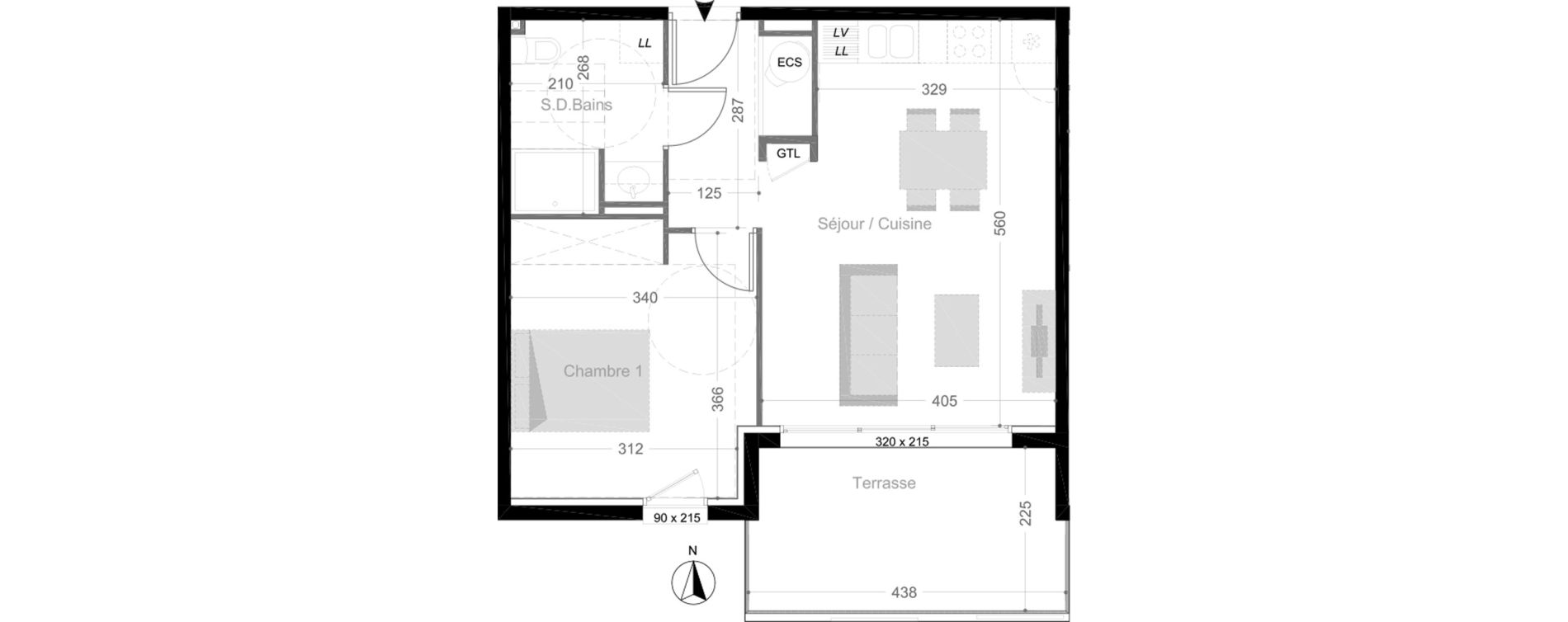 Appartement T2 de 44,00 m2 &agrave; Elne Centre