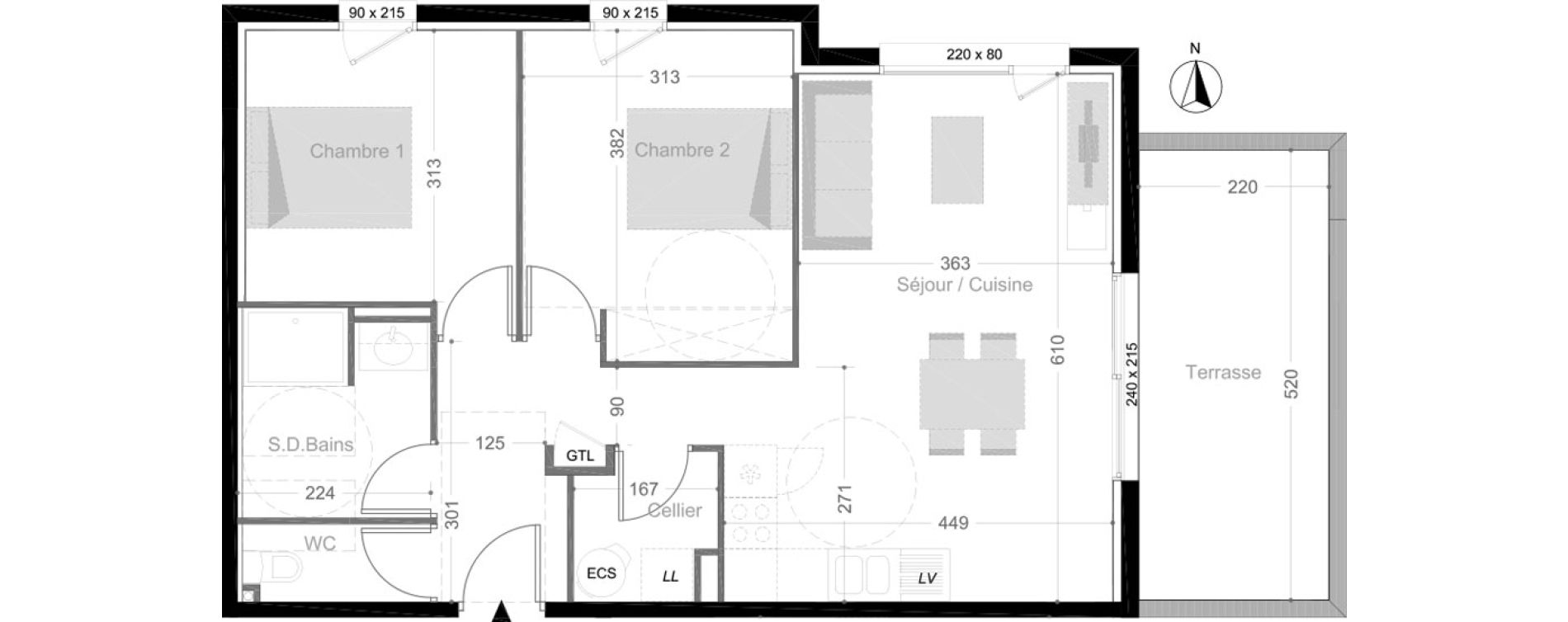 Appartement T3 de 62,30 m2 &agrave; Elne Centre
