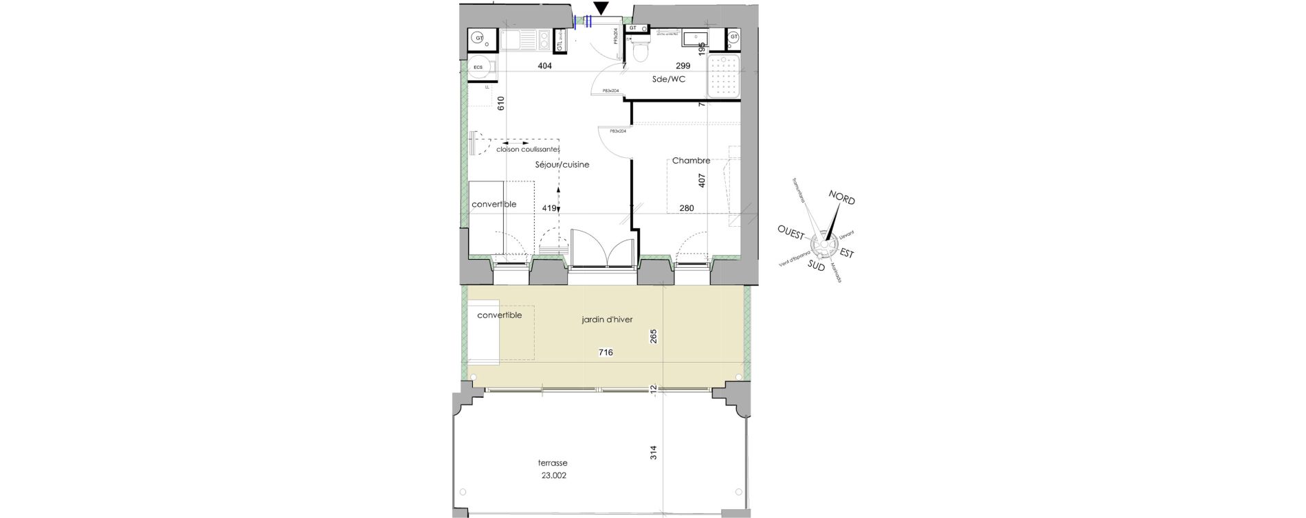 Appartement T2 de 40,80 m2 &agrave; Font-Romeu-Odeillo-Via Centre