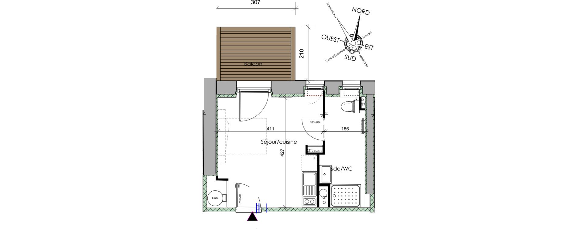 Appartement T1 de 24,40 m2 &agrave; Font-Romeu-Odeillo-Via Centre