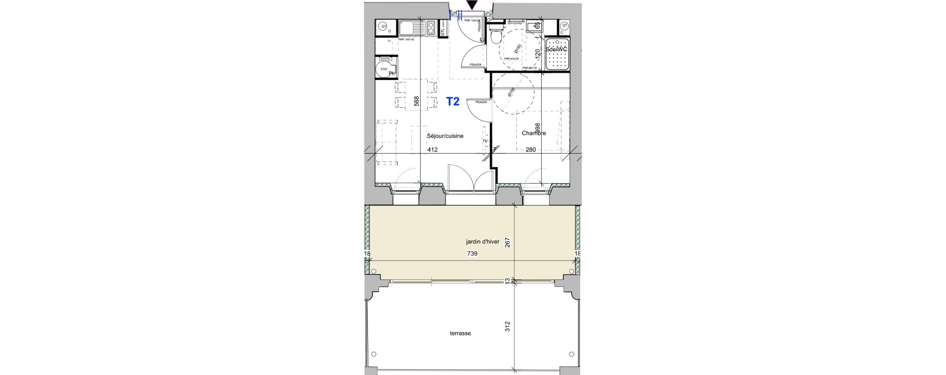 Appartement T2 de 40,30 m2 &agrave; Font-Romeu-Odeillo-Via Centre