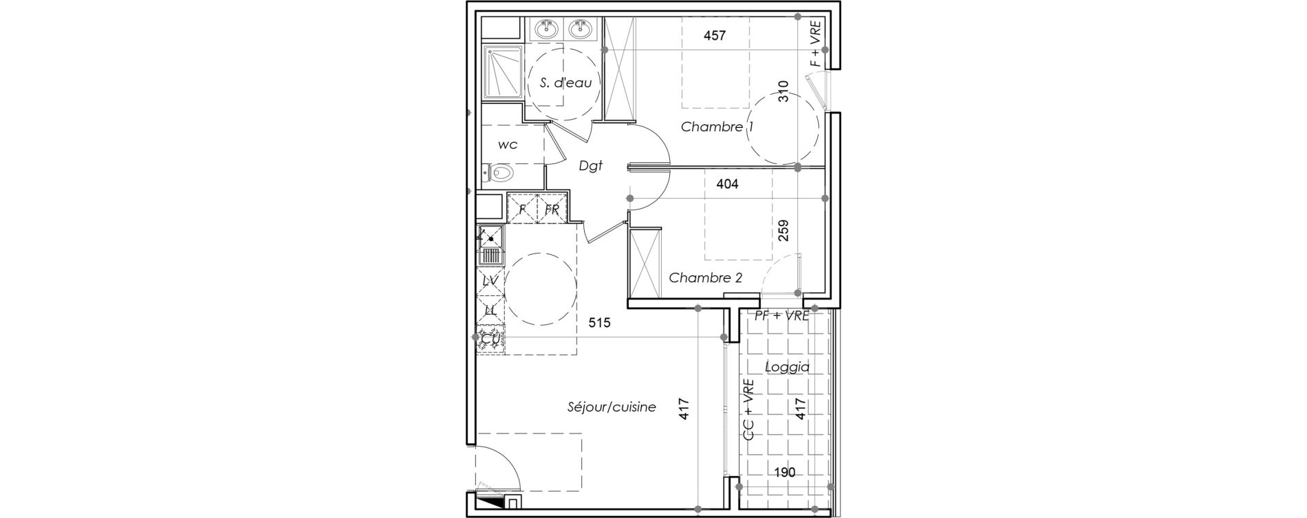 Appartement T3 de 61,79 m2 au Barcar&egrave;s Centre