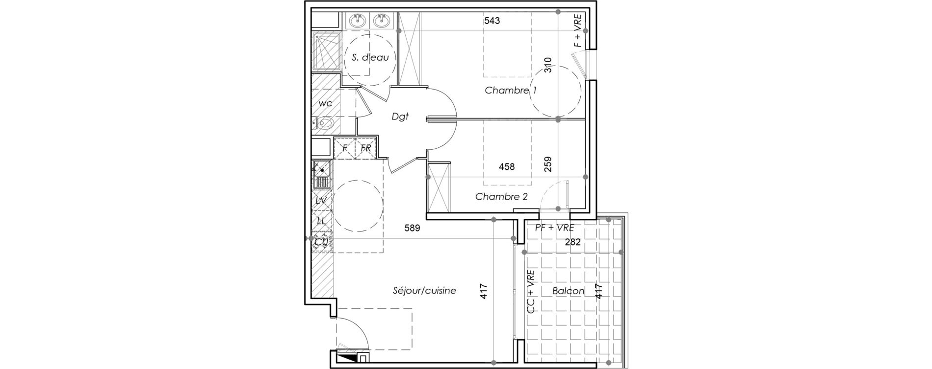Appartement T3 de 68,24 m2 au Barcar&egrave;s Centre