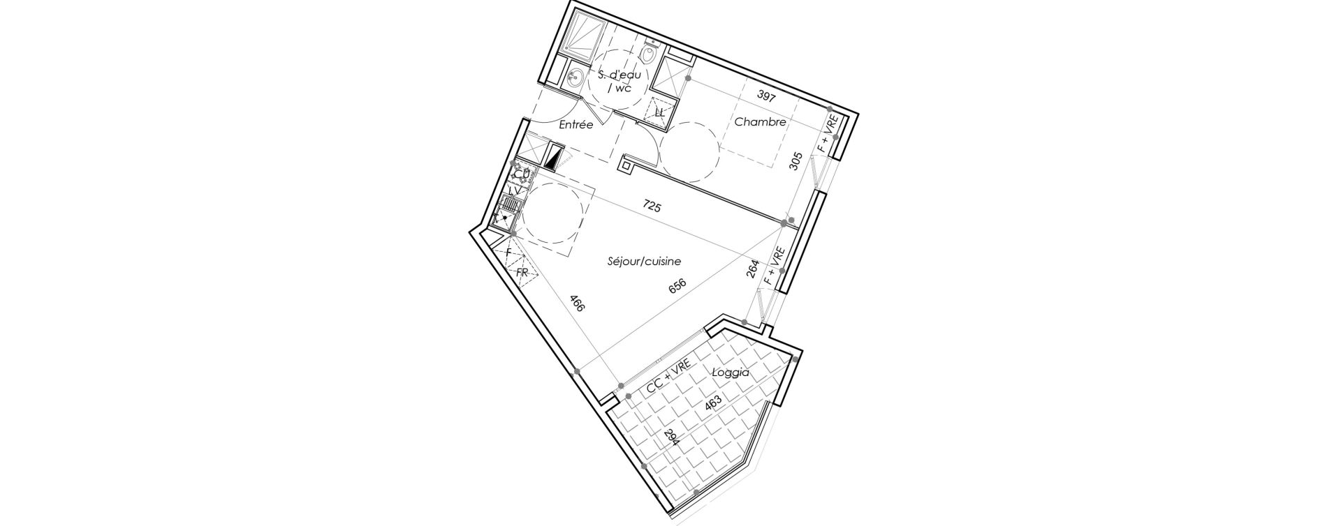 Appartement T2 de 50,85 m2 au Barcar&egrave;s Centre