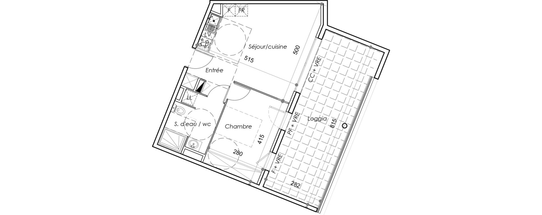 Appartement T2 de 40,85 m2 au Barcar&egrave;s Centre