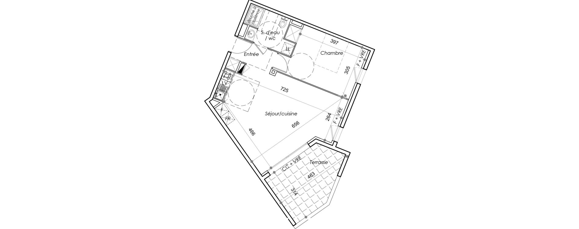 Appartement T2 de 50,85 m2 au Barcar&egrave;s Centre
