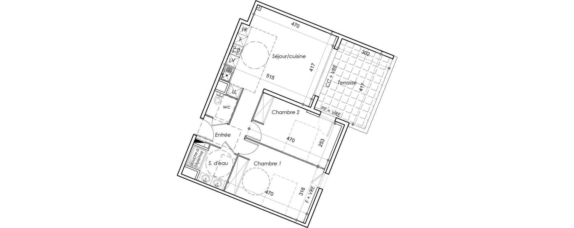 Appartement T3 de 61,40 m2 au Barcar&egrave;s Centre