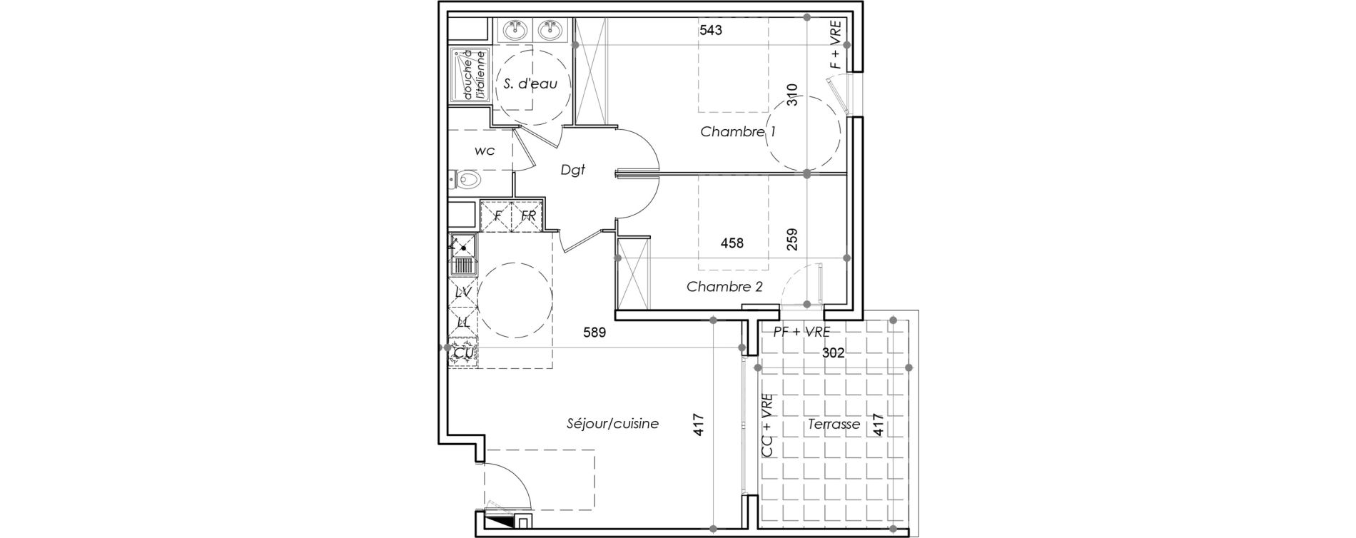 Appartement T3 de 68,24 m2 au Barcar&egrave;s Centre