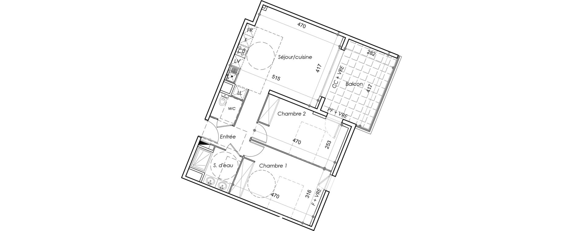 Appartement T3 de 61,40 m2 au Barcar&egrave;s Centre