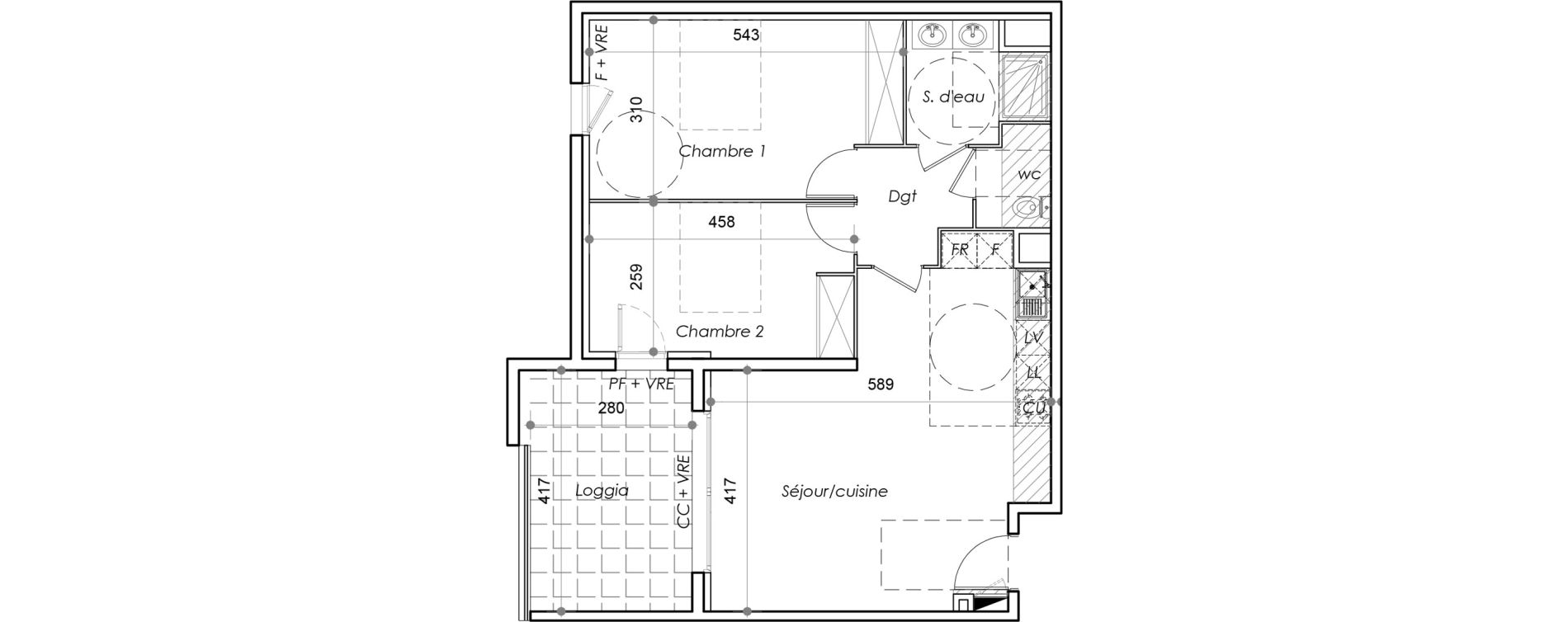 Appartement T3 de 68,24 m2 au Barcar&egrave;s Centre