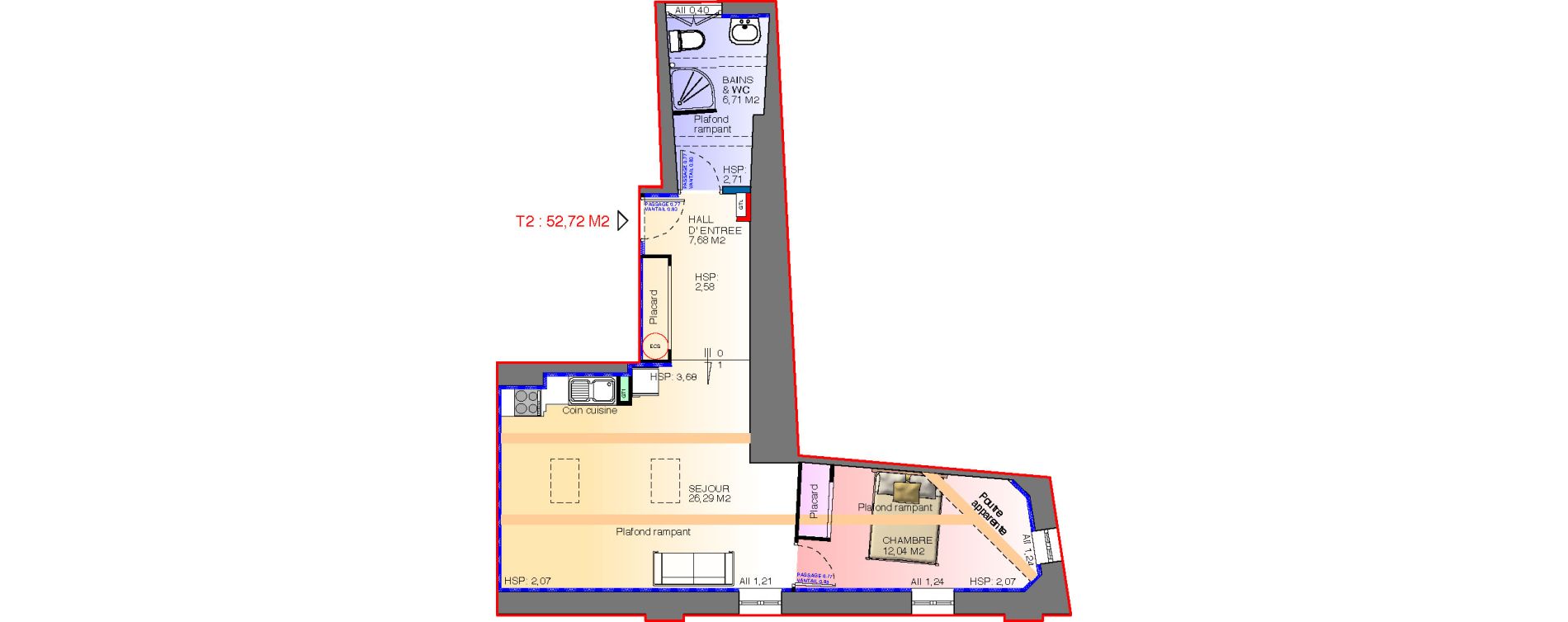 Appartement T2 de 52,72 m2 &agrave; Perpignan Perpignan saint martin
