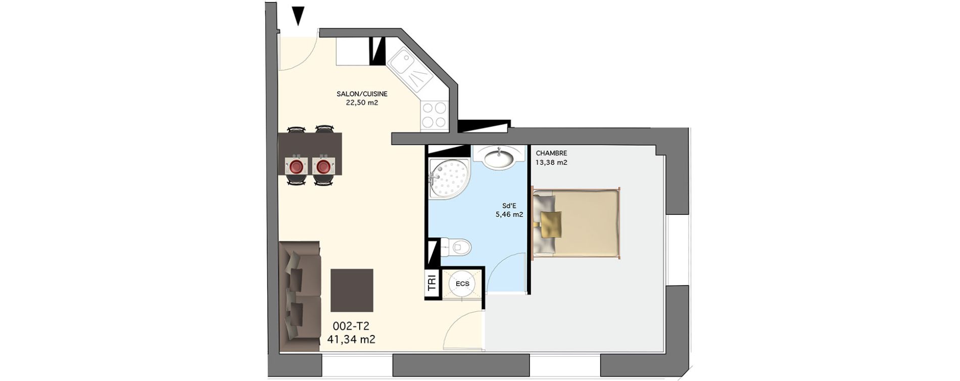 Appartement T2 de 41,34 m2 &agrave; Perpignan Centre