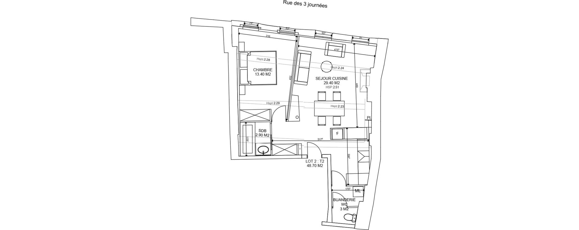 Appartement T2 de 48,70 m2 &agrave; Perpignan Saint jean