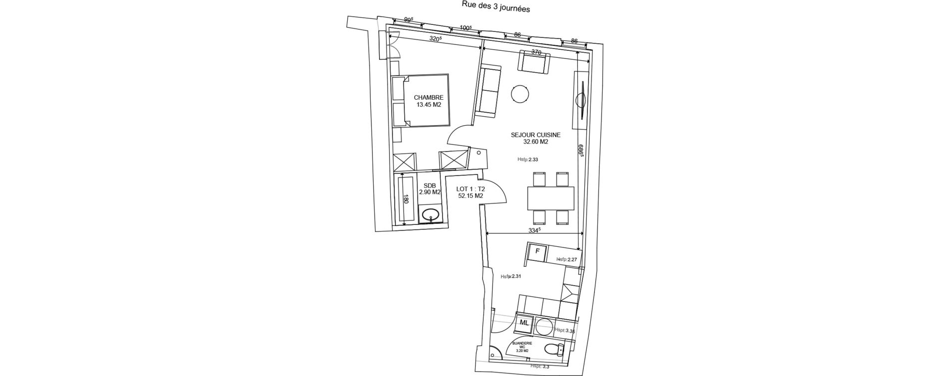 Appartement T2 de 52,15 m2 &agrave; Perpignan Saint jean