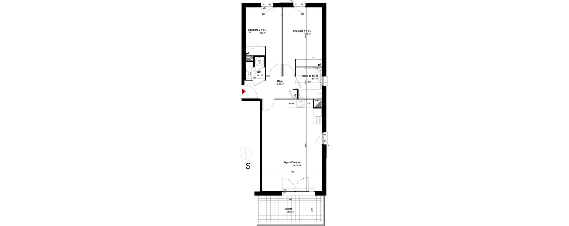 Appartement T3 de 62,89 m2 &agrave; Perpignan Les portes d espagne