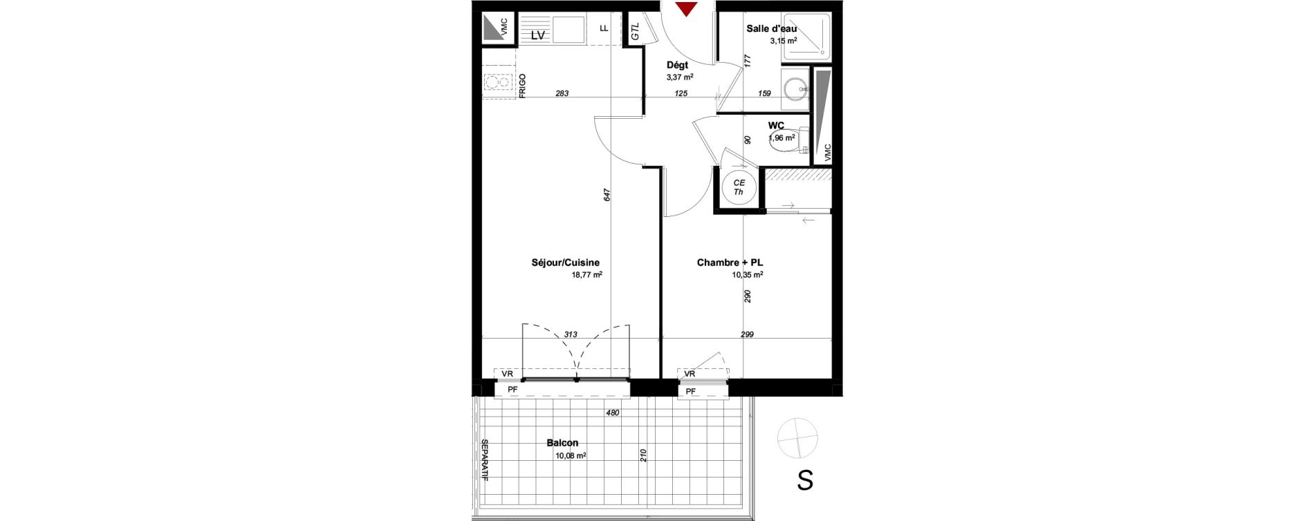 Appartement T2 de 37,60 m2 &agrave; Perpignan Les portes d espagne