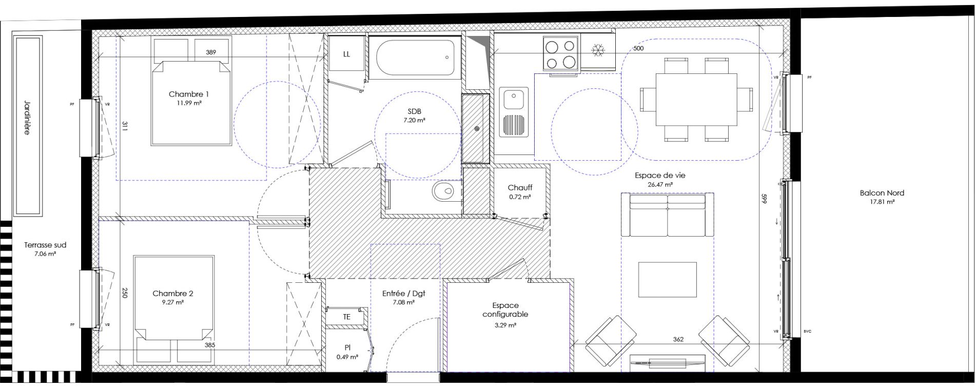 Appartement T3 de 66,50 m2 &agrave; Perpignan Les platanes - saint-jacques