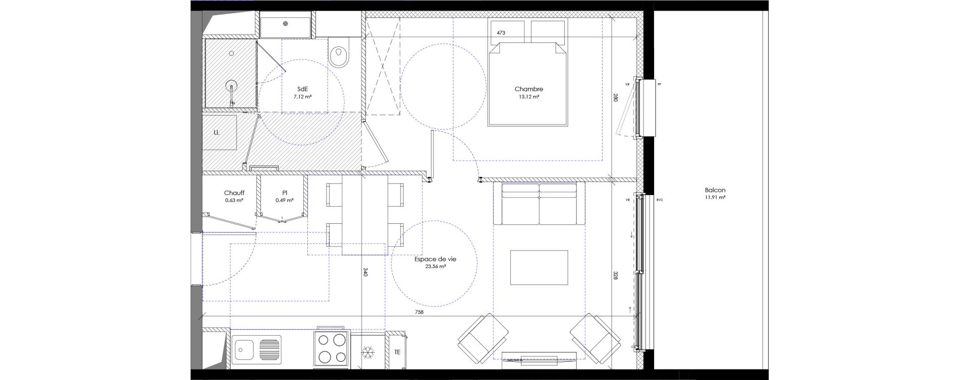 Appartement T2 de 44,93 m2 &agrave; Perpignan Les platanes - saint-jacques