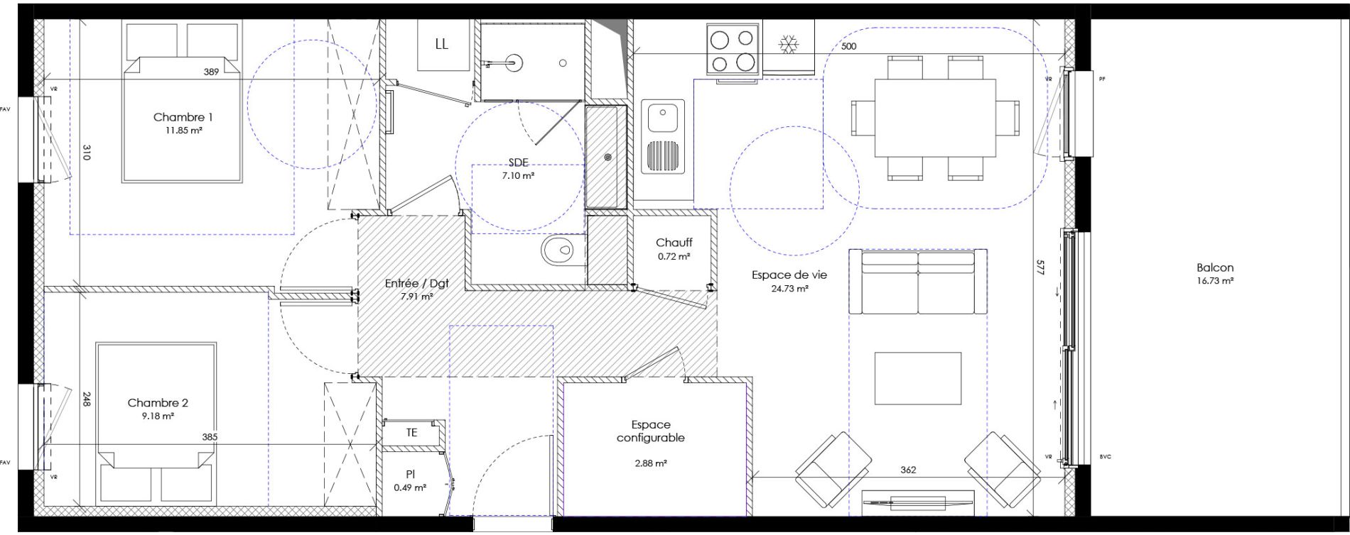 Appartement T3 de 65,27 m2 &agrave; Perpignan Les platanes - saint-jacques