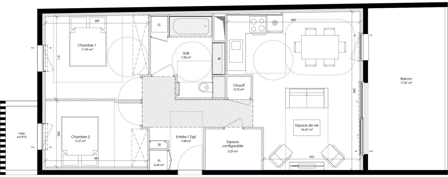 Appartement T3 de 66,50 m2 &agrave; Perpignan Les platanes - saint-jacques