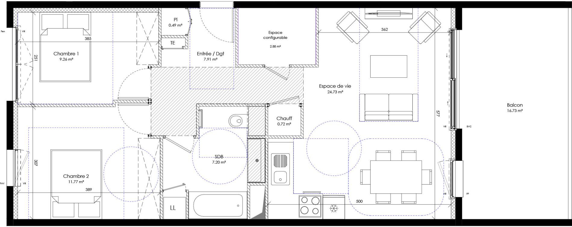 Appartement T3 de 65,37 m2 &agrave; Perpignan Les platanes - saint-jacques