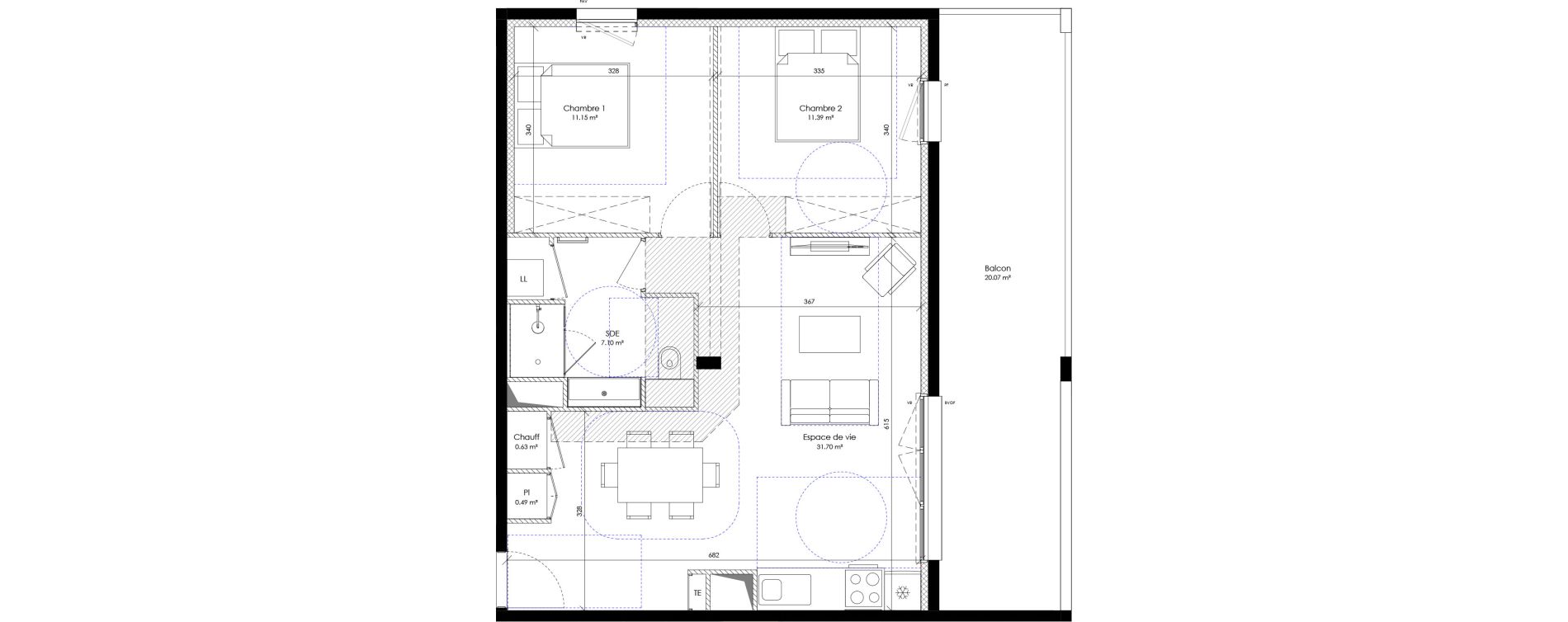 Appartement T3 de 62,47 m2 &agrave; Perpignan Les platanes - saint-jacques