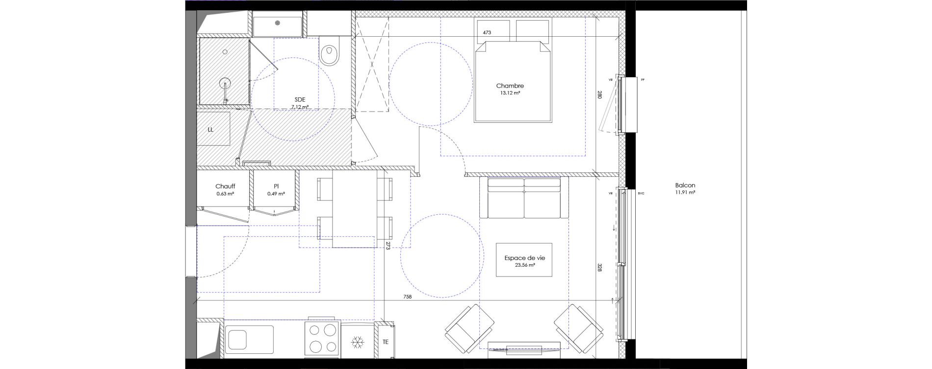 Appartement T2 de 44,93 m2 &agrave; Perpignan Les platanes - saint-jacques