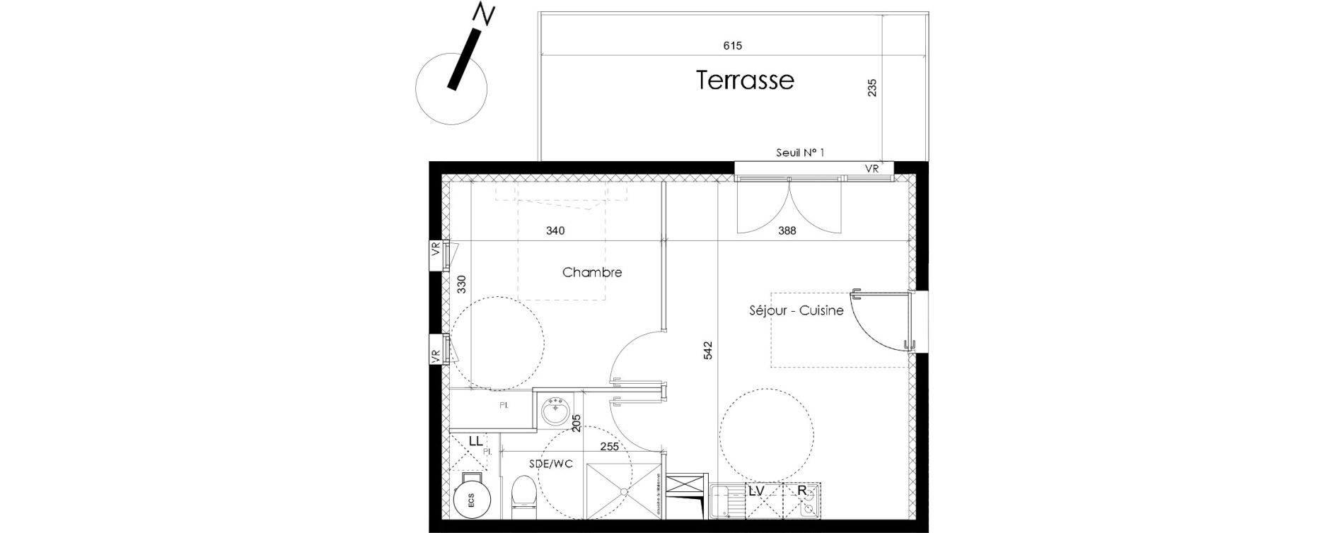 Appartement T2 de 38,80 m2 &agrave; Perpignan Sant vicens