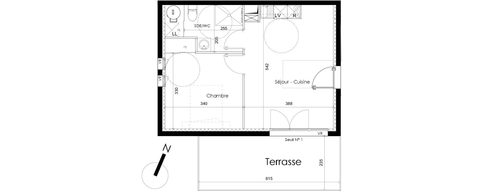 Appartement T2 de 38,80 m2 &agrave; Perpignan Sant vicens