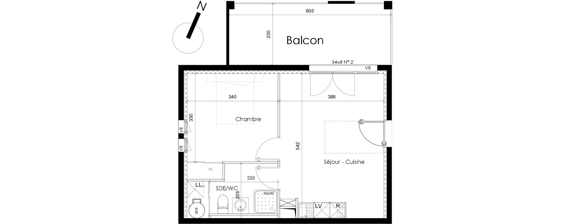 Appartement T2 de 38,30 m2 &agrave; Perpignan Sant vicens