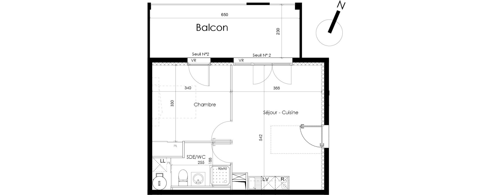 Appartement T2 de 38,30 m2 &agrave; Perpignan Sant vicens