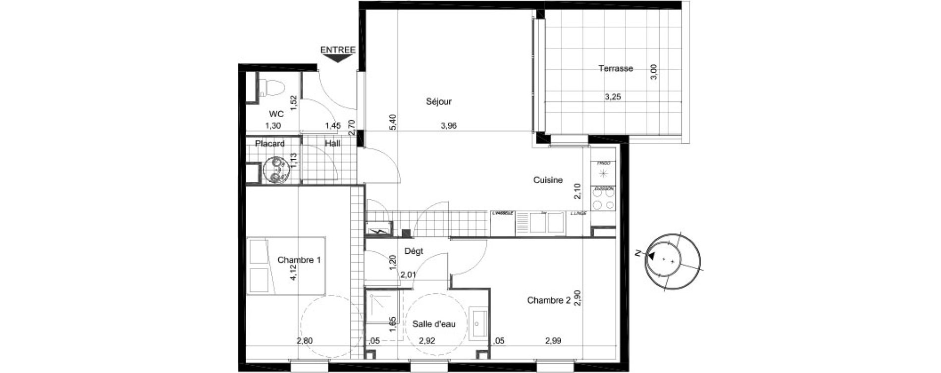 Appartement T3 de 60,99 m2 &agrave; Perpignan Saint assiscle