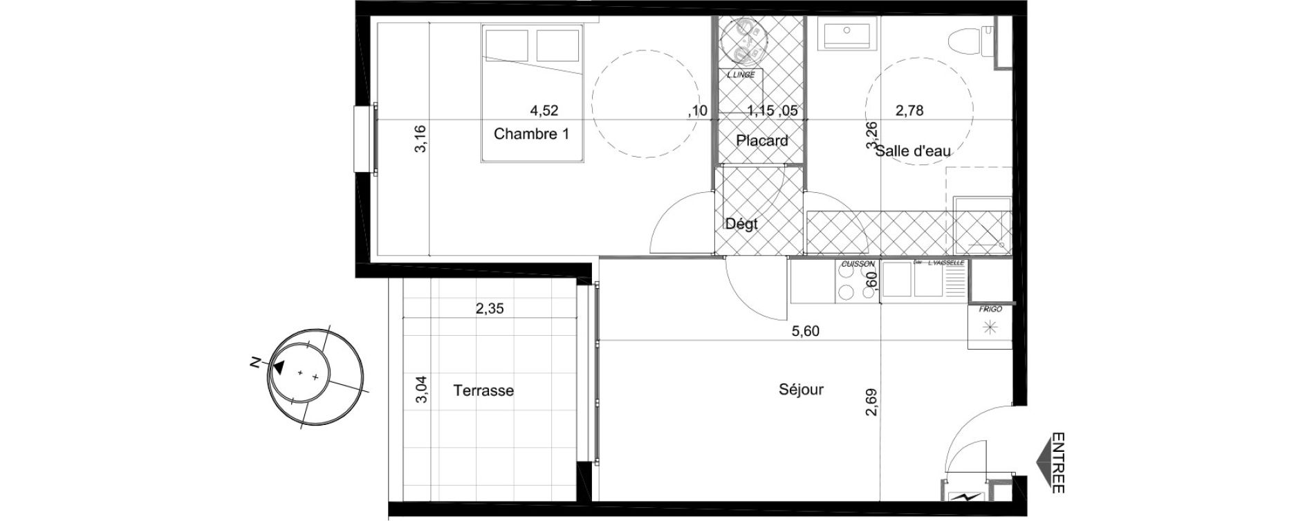Appartement T2 de 44,98 m2 &agrave; Perpignan Saint assiscle